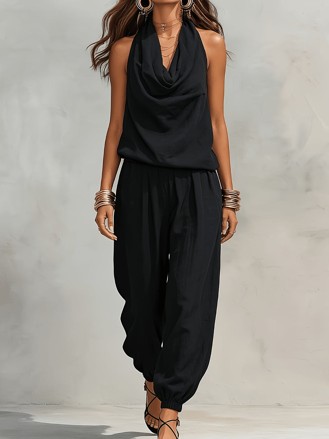Linda 2-Piece Linen Set in Khaki, styled for daytime