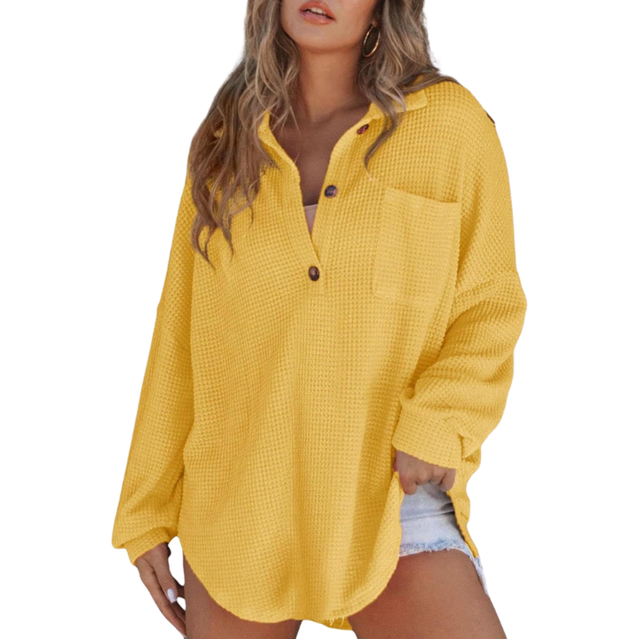 Anna - Lightweight Button Tunic Blouse in Purple