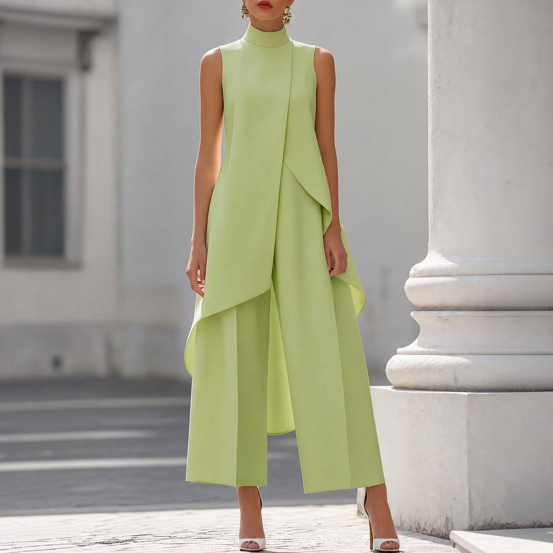 Carolyn Wide-Leg Jumpsuit in Sage Green, styled