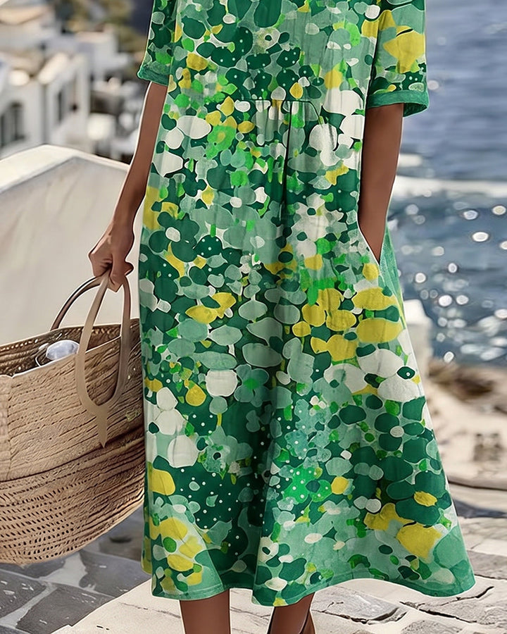 Jolene - Floral Print Maxi Dress in Blue