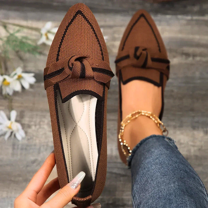 Valentina - Premium Knit Flats in White