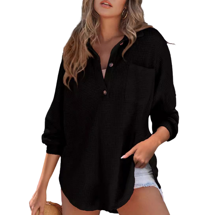 Anna - Lightweight Button Tunic Blouse in Pink