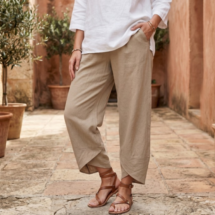 Frances Stylish Summer Pants in Black - side profile