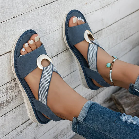 Roberta - Comfortable Summer Slip-On Sandals in Green