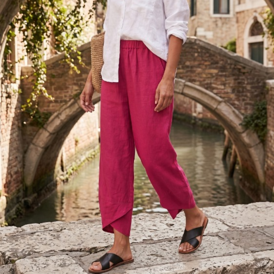 Frances Stylish Summer Pants in Black - waistband detail