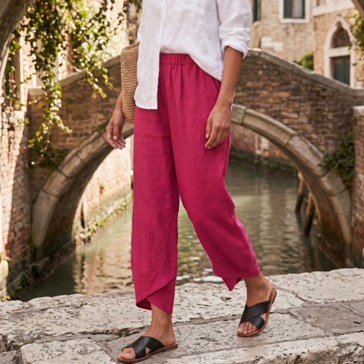 Frances Stylish Summer Pants in Black - waistband detail