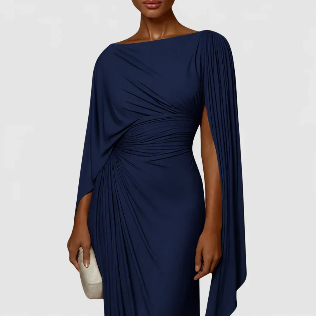 Georgia - Elegant Wrap Maxi Dress in Black