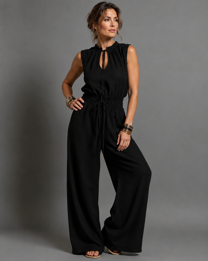 Beatrice sleeveless wide-leg jumpsuit promotional graphic