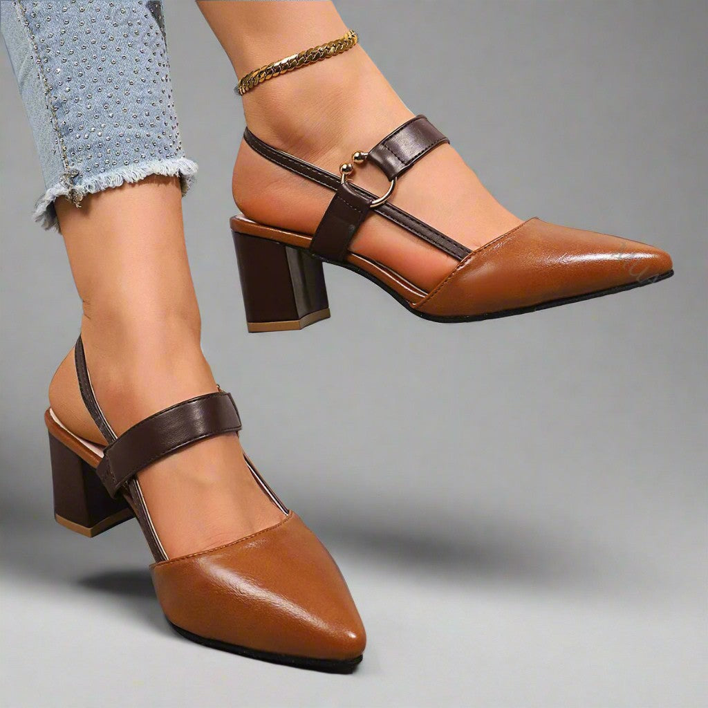 Kendra - Grace Leather Heels in Beige
