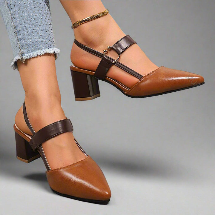 Kendra - Grace Leather Heels in Beige