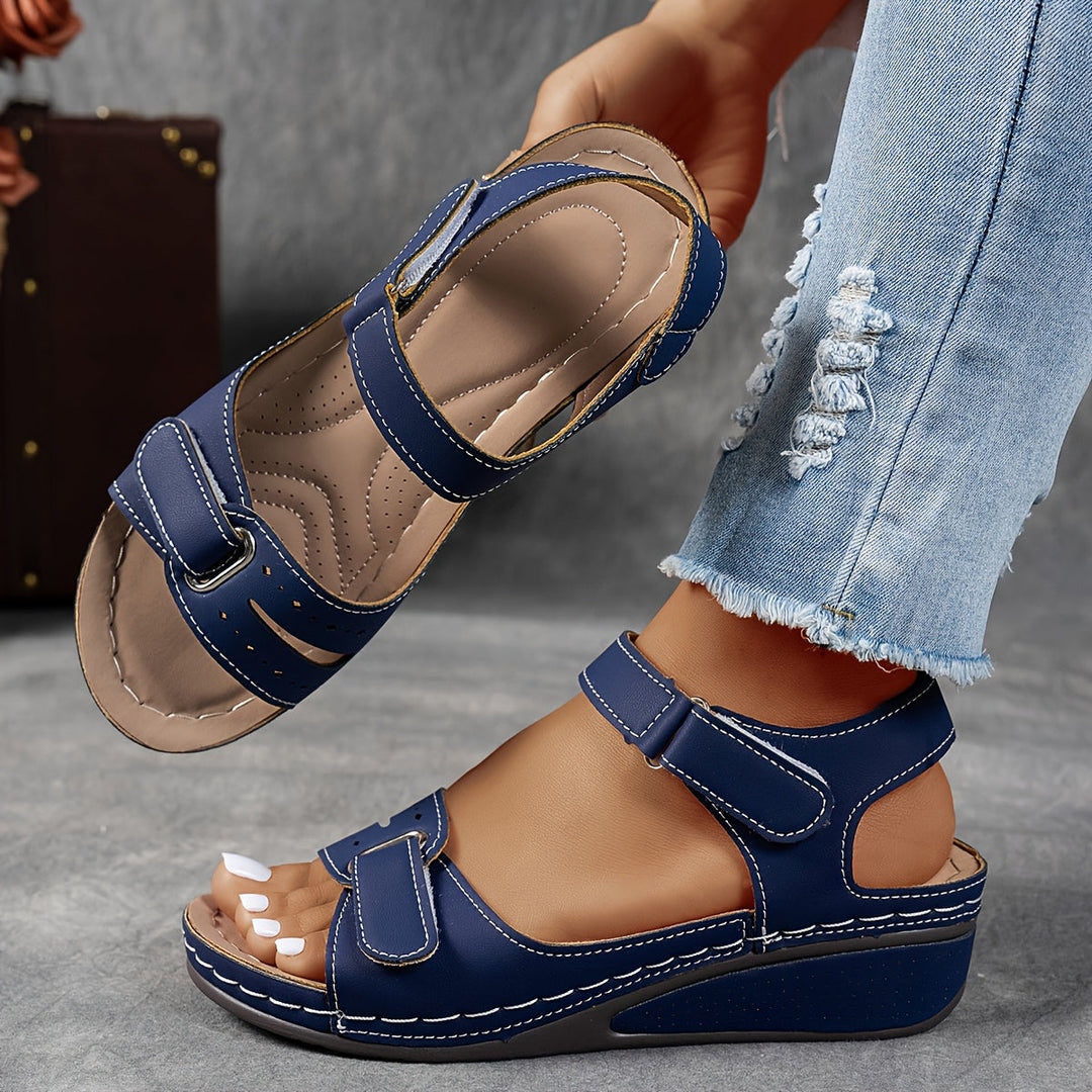 Priscilla - Adjustable Strap Comfort Sandals, Navy Blue