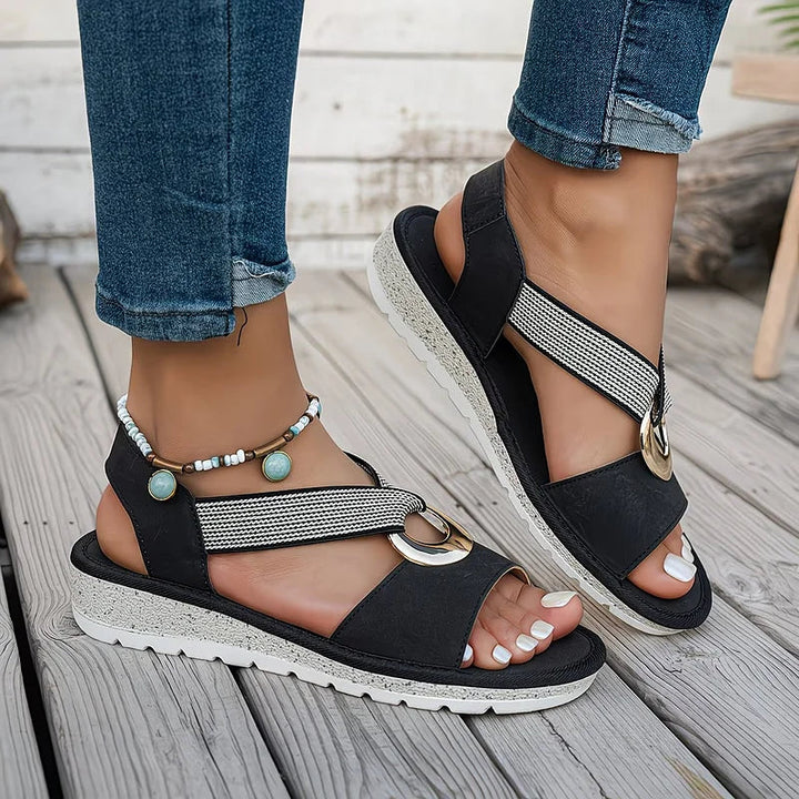 Roberta - Comfortable Summer Slip-On Sandals in Beige