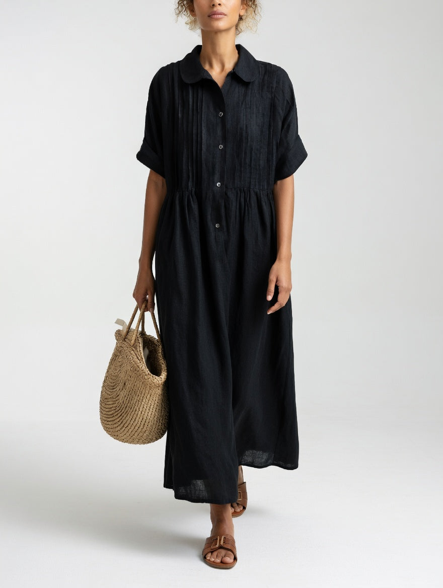 Gail - Classic Fluid Summer Dress in Black