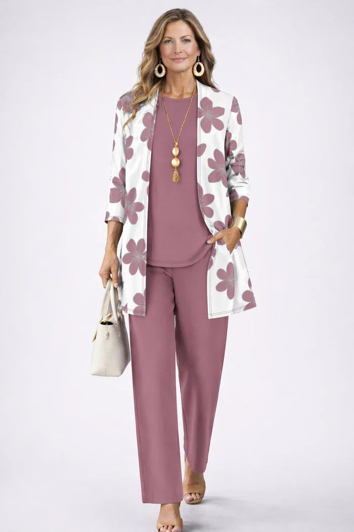 Cara - Classic Three-Piece Set in Blue/White