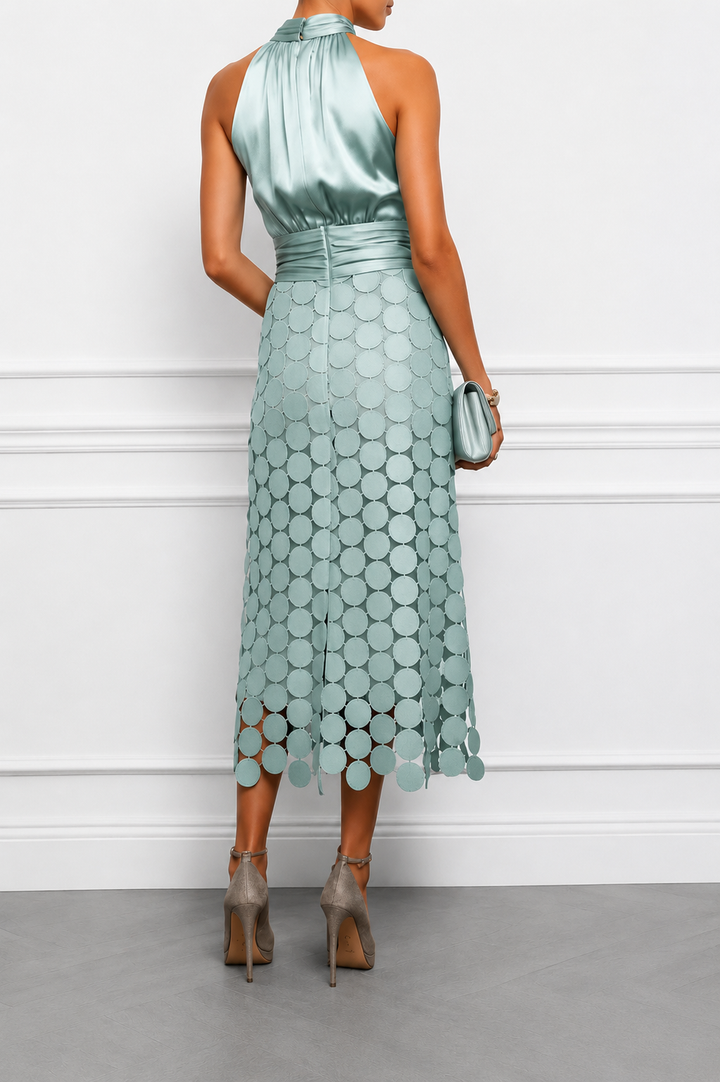 Virginia satin halter midi dress, color options