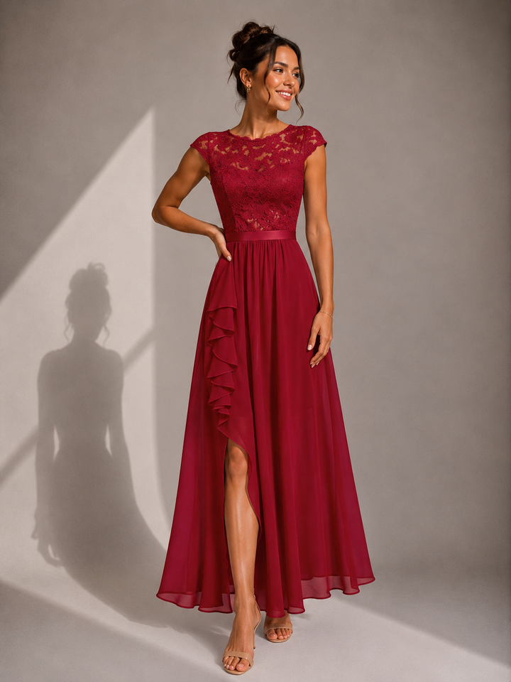 Barbara Maxi Dress, close-up of fabric drape and neckline
