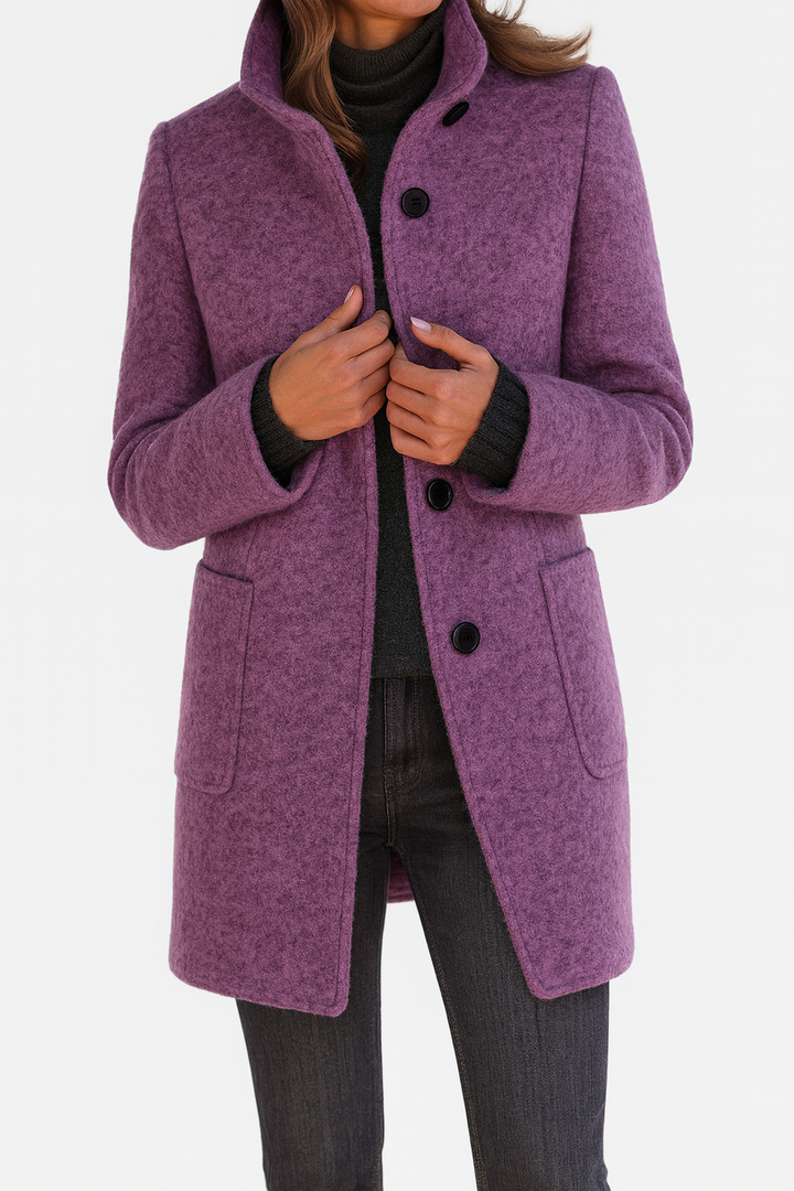 Josephine wool-blend coat, detail of stand collar