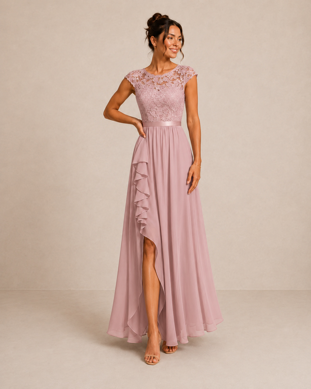 Barbara Maxi Dress by W & B, front view full length