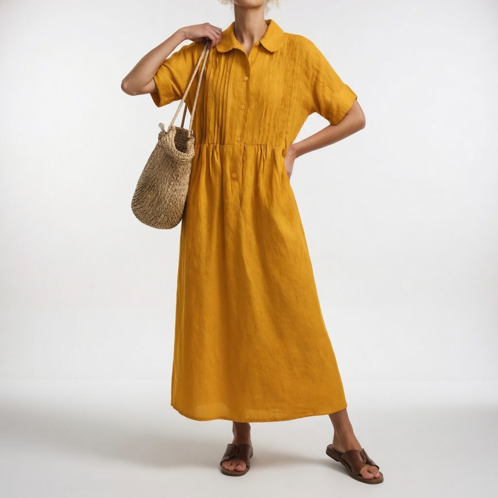 Gail - Classic Fluid Summer Dress in Orange