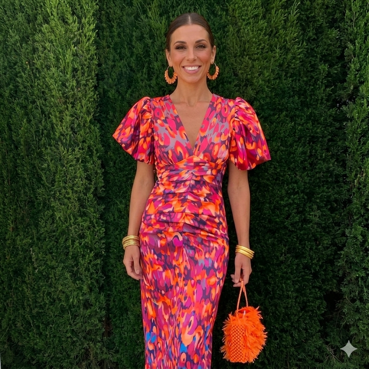 ISABELLA - Elegant Floral Dress in Pink