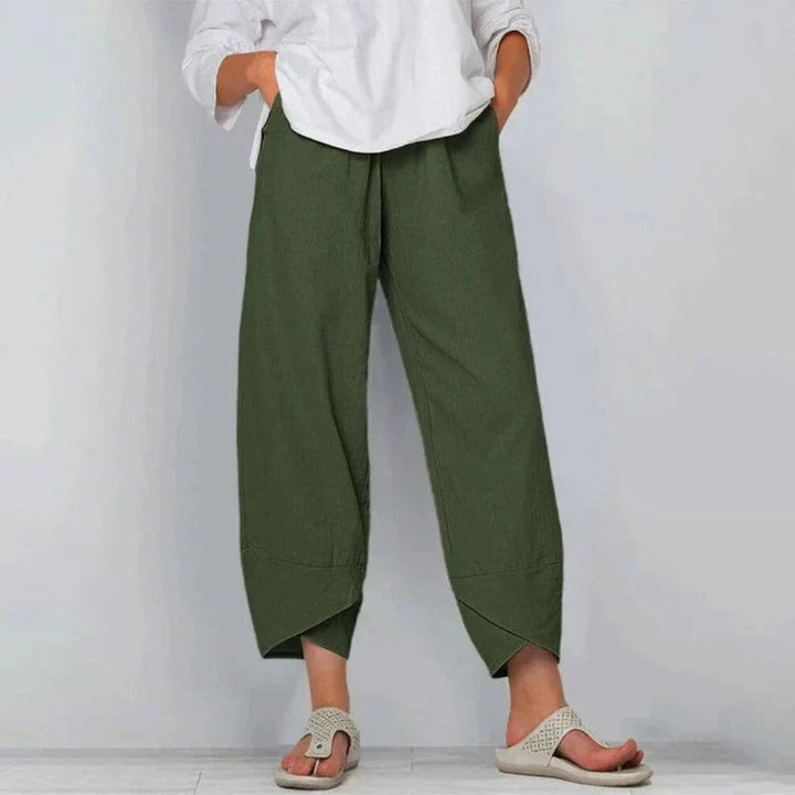 Frances Stylish Summer Pants in Black - front view