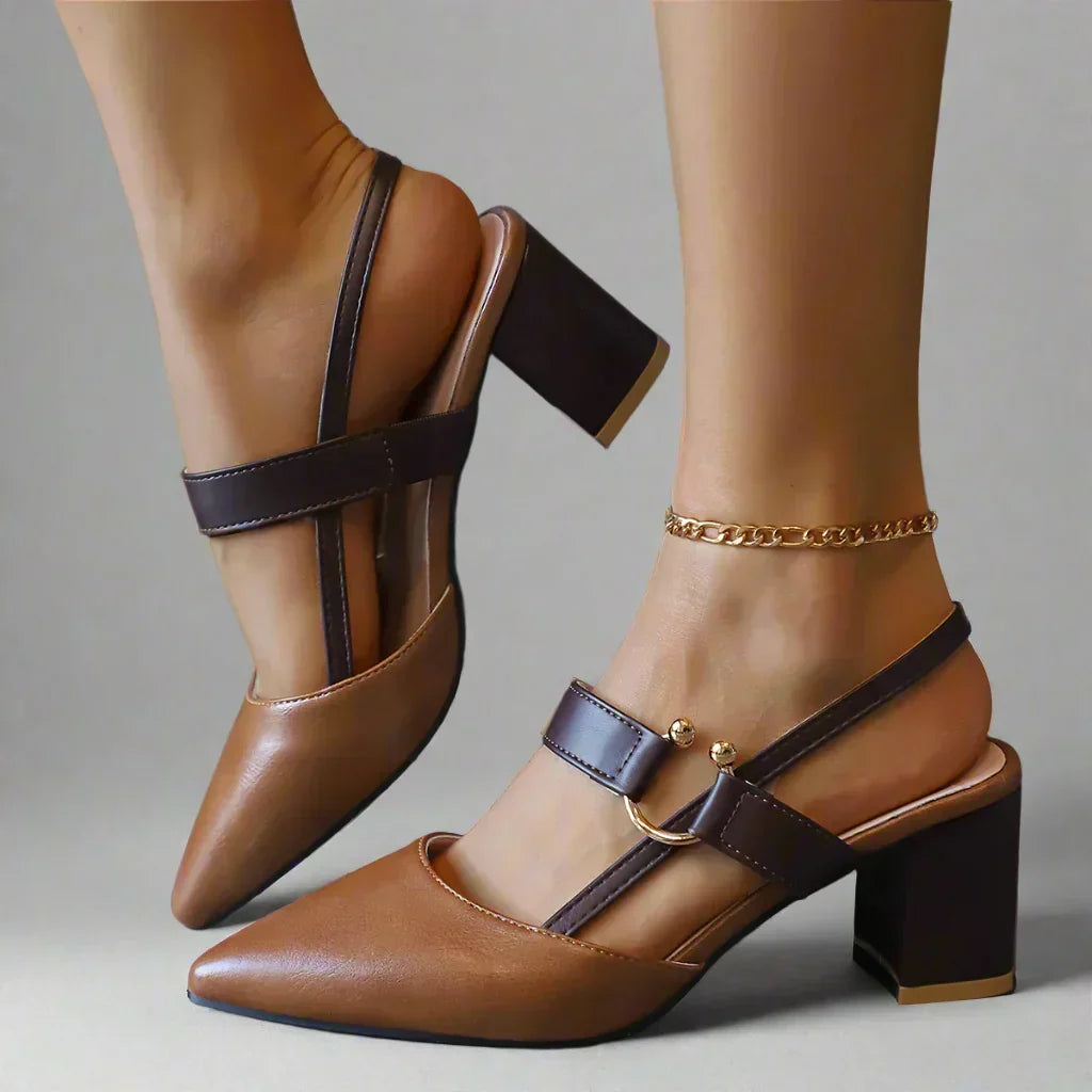 Kendra - Grace Leather Heels in Beige