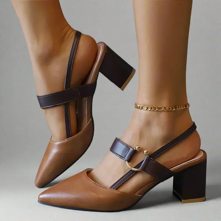 Kendra - Grace Leather Heels in Beige