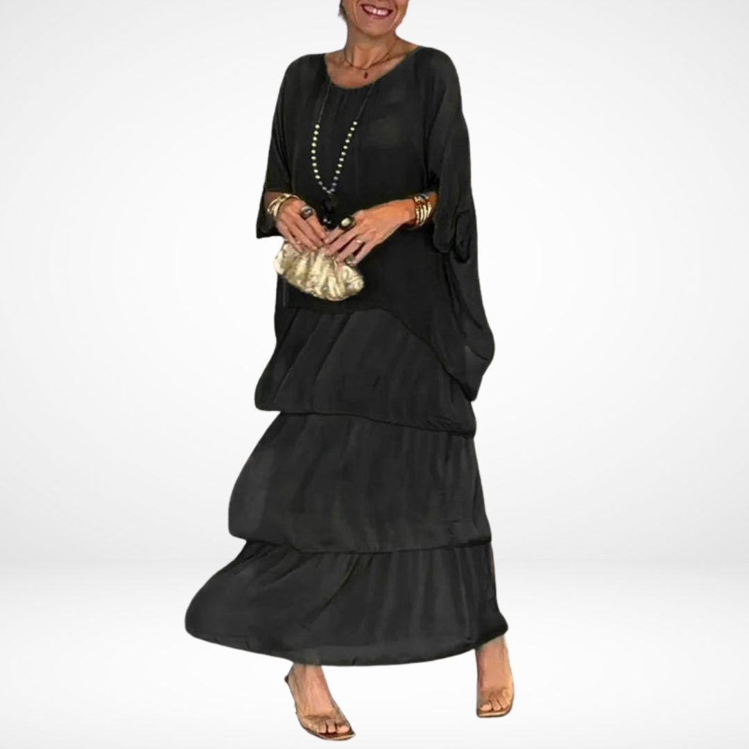 Hylda - Artistic Loose Maxi Dress in Gray