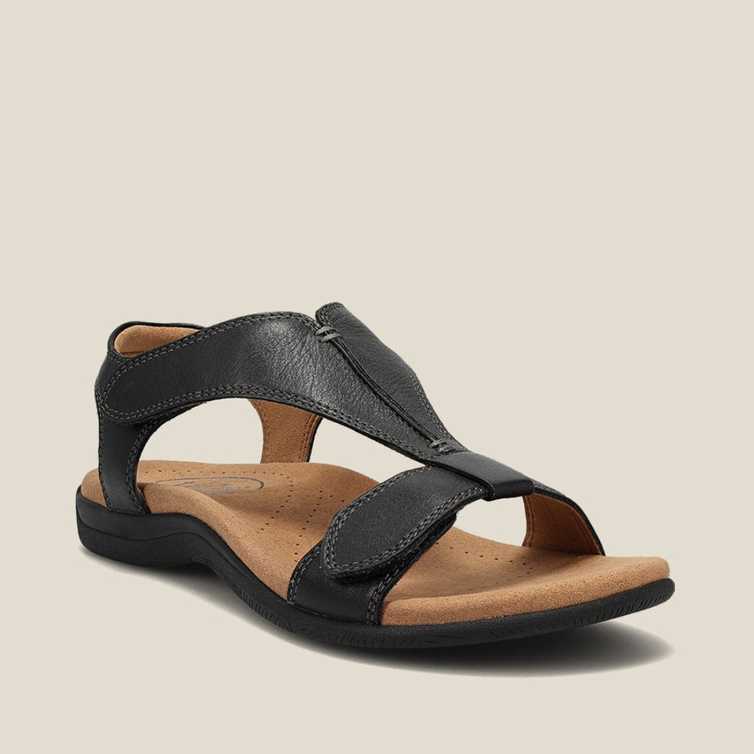 Robyn - Orthopedic leather sandals in Beige