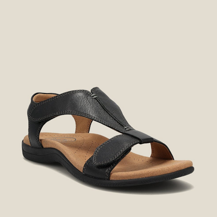 Robyn - Orthopedic leather sandals in Beige