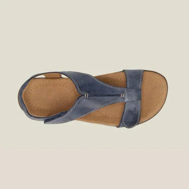 Robyn - Orthopedic leather sandals in Blue