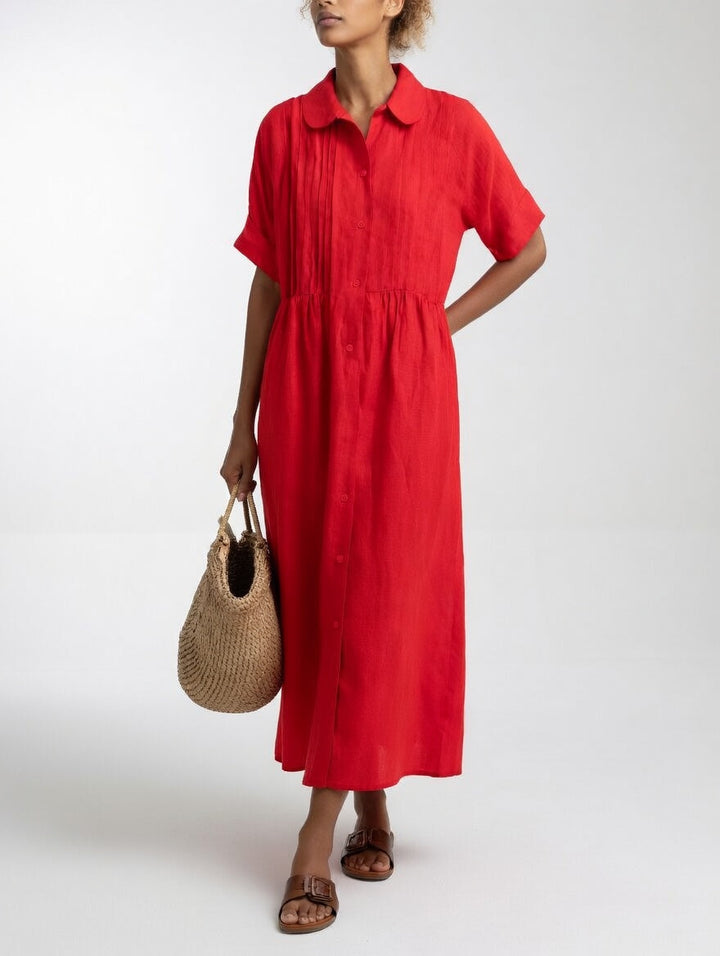 Gail - Classic Fluid Summer Dress in Red