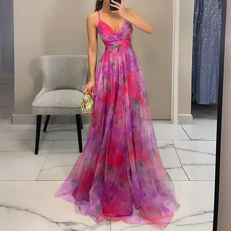 Sadie - Floral Maxi Dress in Purple