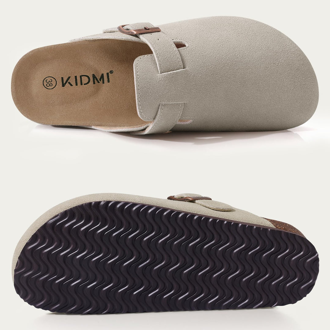 Riley suede ergonomic clogs interior footbed view