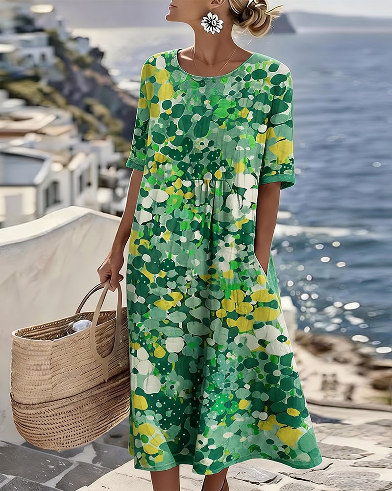 Jolene - Floral Print Maxi Dress in Green