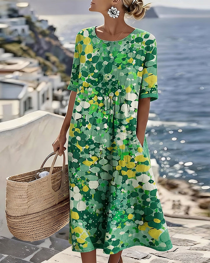 Jolene - Floral Print Maxi Dress in Green