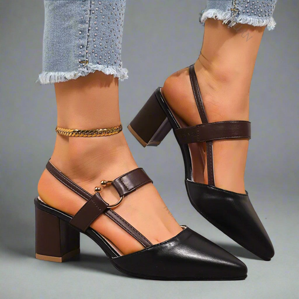 Kendra - Grace Leather Heels in Black