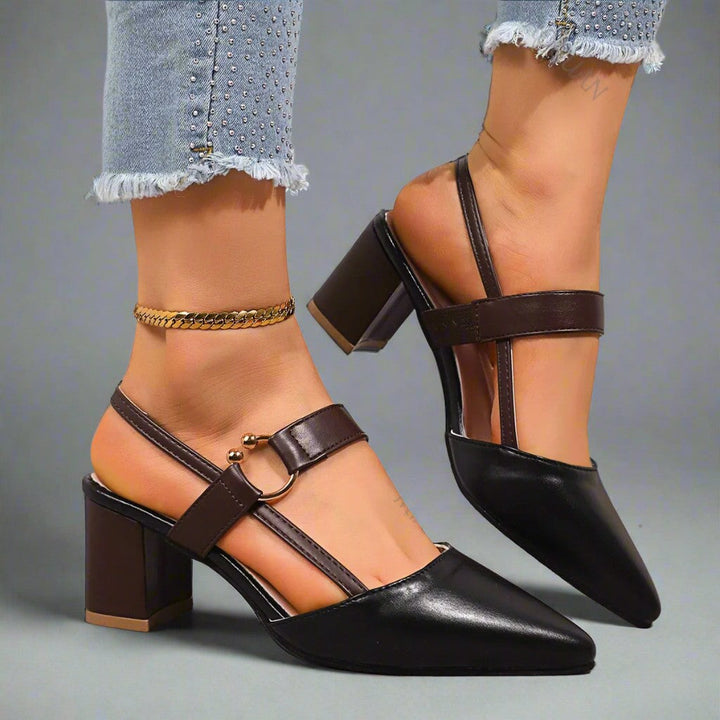 Kendra - Grace Leather Heels in Black