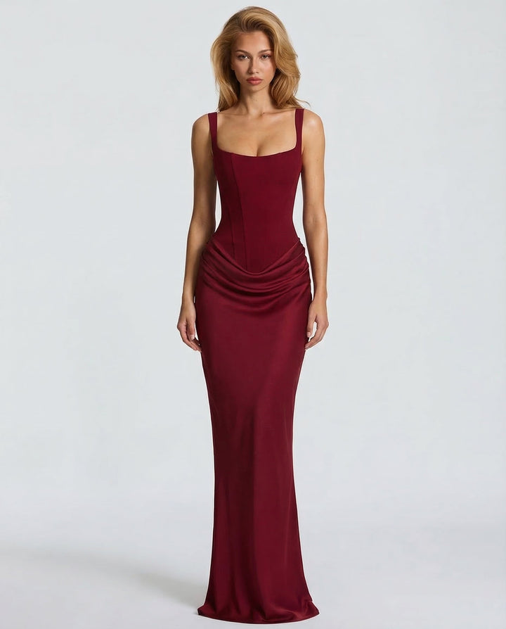 Aurora - Elegant Maxi Dress in Brown