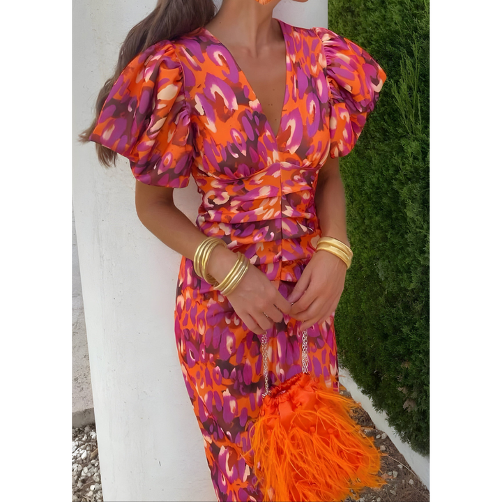 ISABELLA - Elegant Floral Dress in Pink