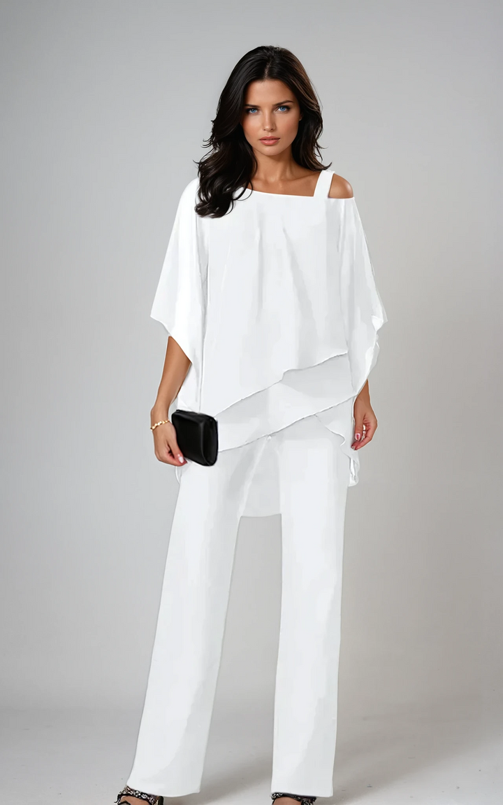 Corinne two-piece poncho set, front view