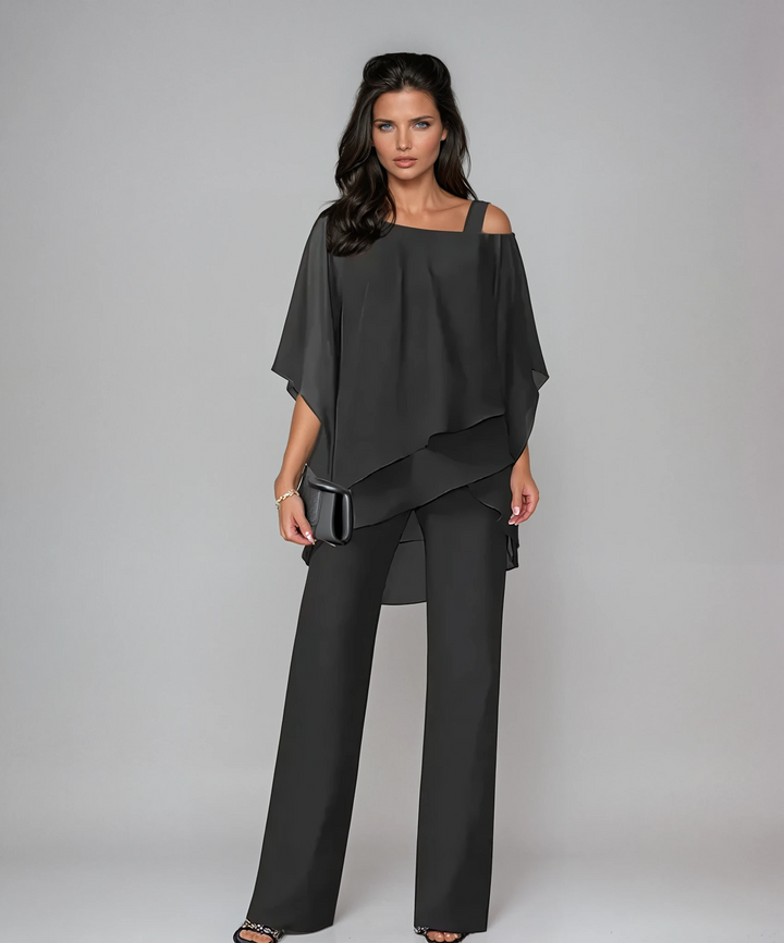Corinne two-piece poncho set, styled view
