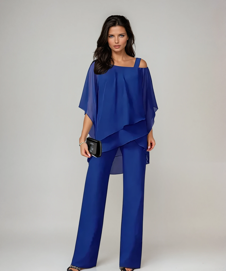 Corinne two-piece poncho set, close-up detail