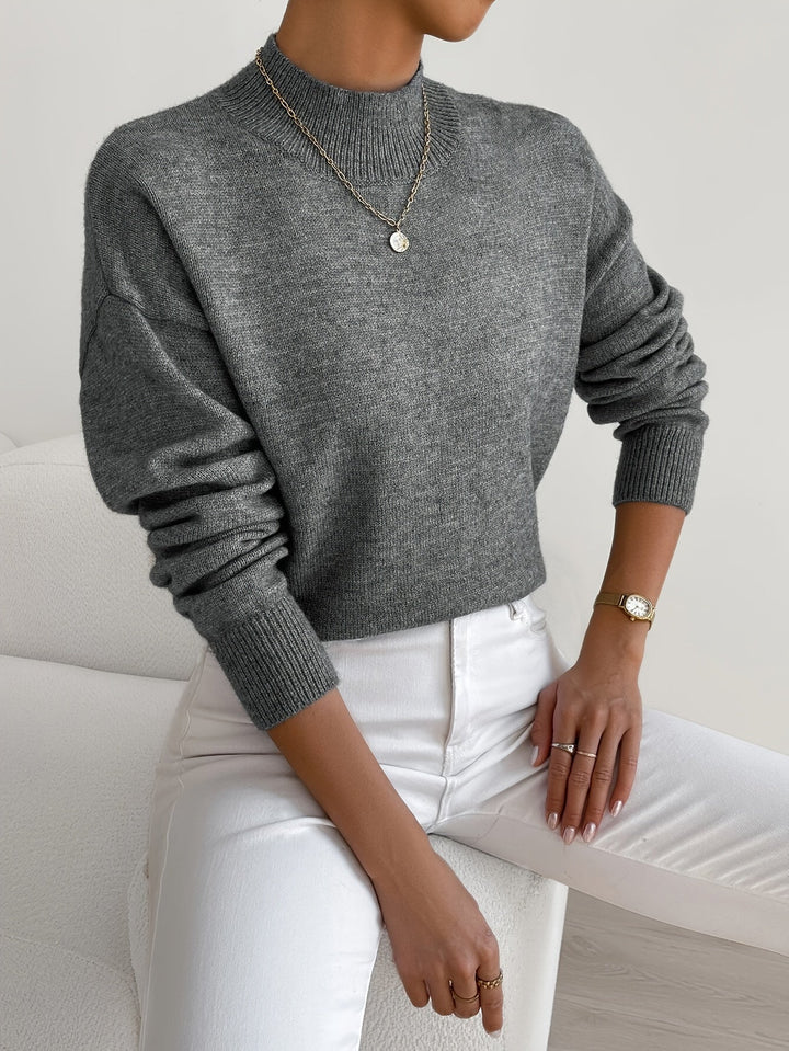 Verna soft mock neck sweater in grey