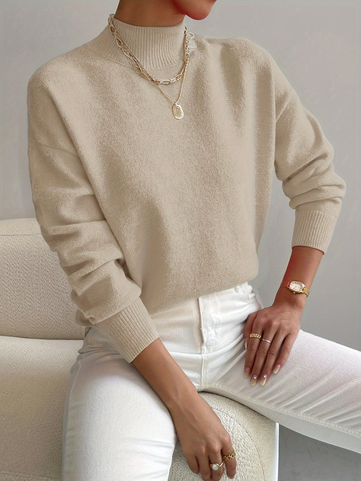 Verna soft mock neck sweater in beige