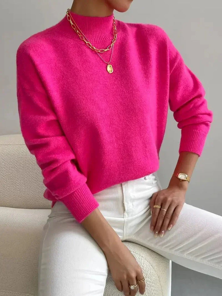 Verna soft mock neck sweater in pink