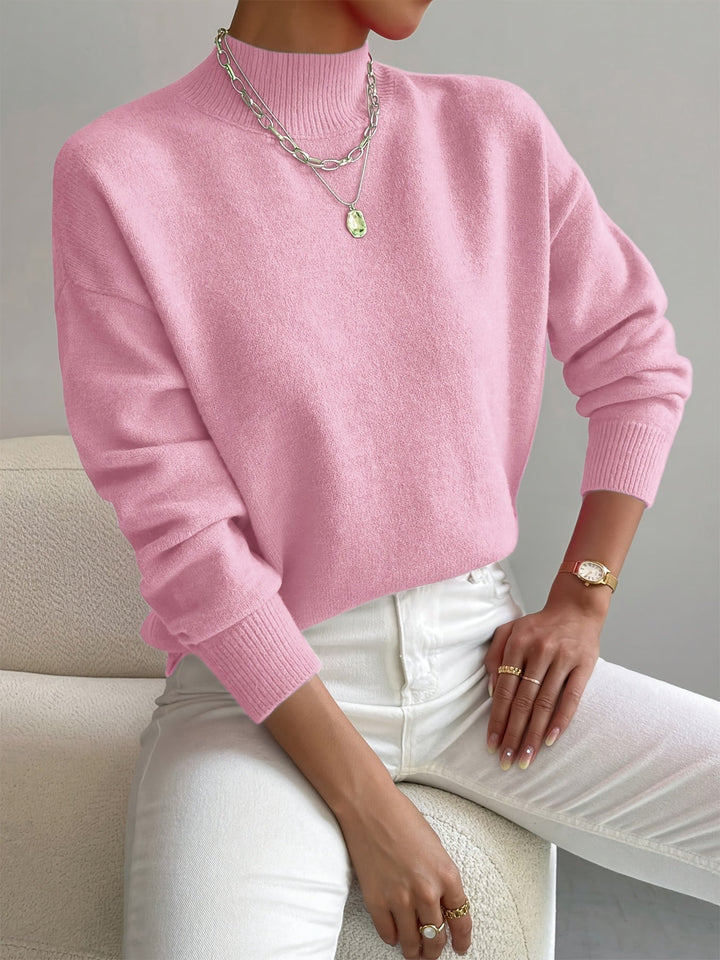 Verna soft mock neck sweater in light pink