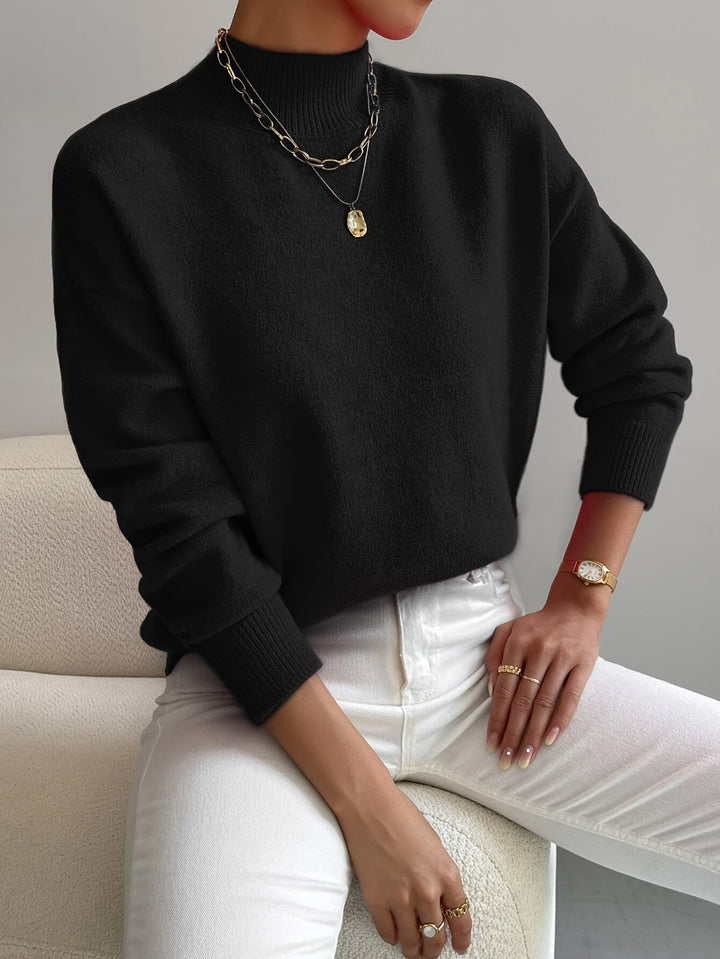 Verna soft mock neck sweater in black