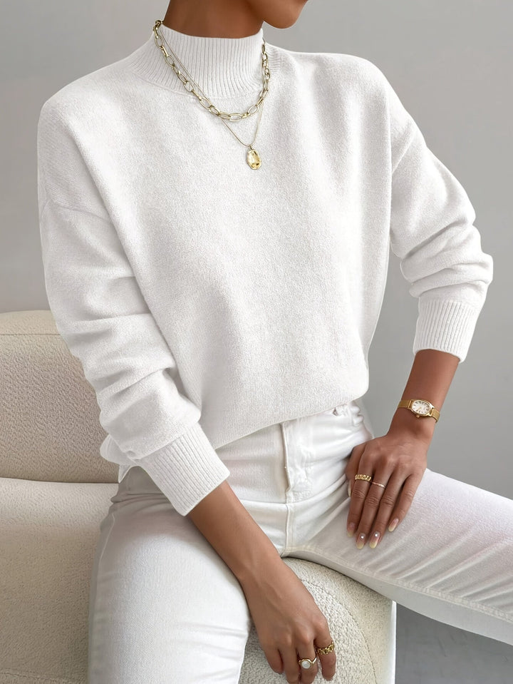 Verna soft mock neck sweater in white