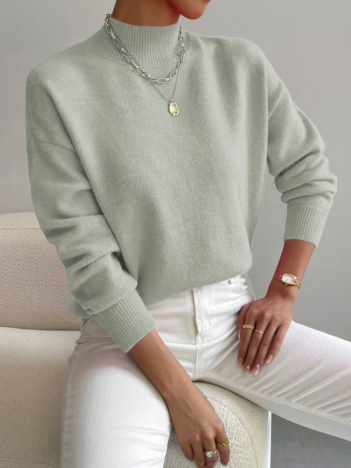 Verna soft mock neck sweater in light green